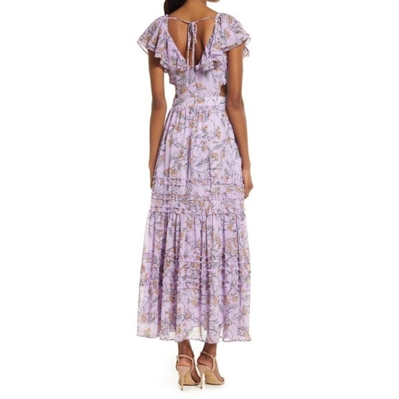 Chelsea28 Cross Front Chiffon Maxi Dress in Purple Bloom Floral Fields - Picture 2 of 9